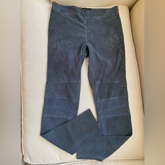 THE ROW SIZE LARGE SUEDE MOTO LEGGINGS METAL GREY - Picture 1 of 4